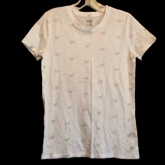 PINK Victoria's Secret Tops - PINK Victoria’s Secret White Tee Shirt Sz Small Short Sleeve